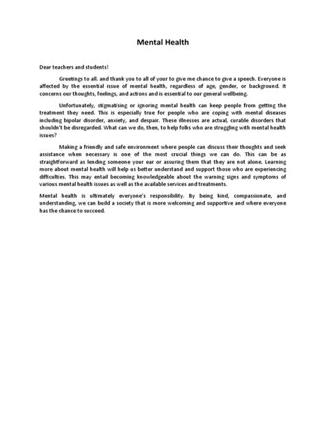 speech on mental health matters