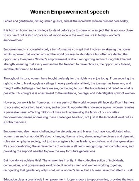 speech on women empowerment pdf