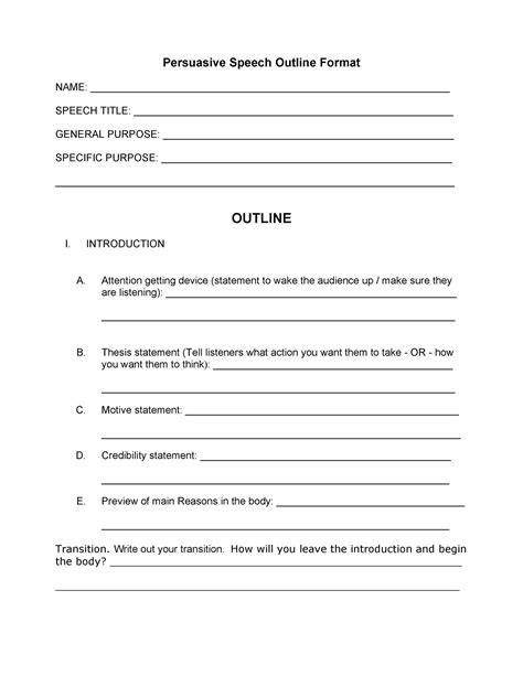 speech writing template word