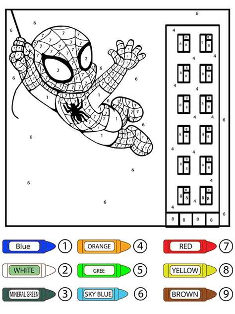 spiderman color by number