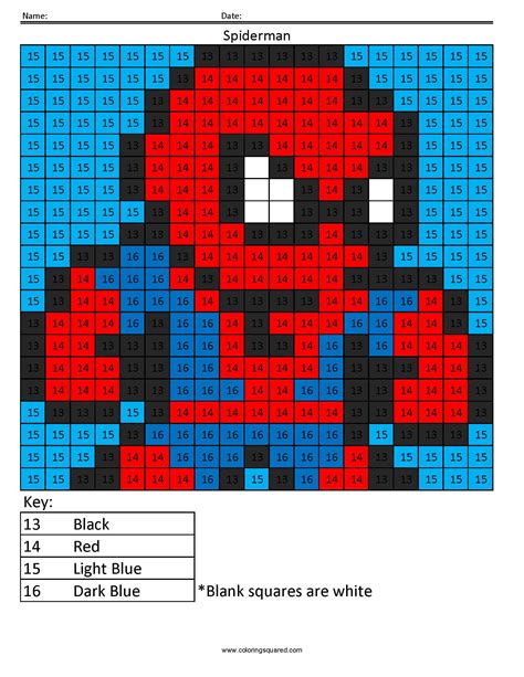 spiderman color by number printable