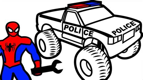 spiderman monster truck coloring pages