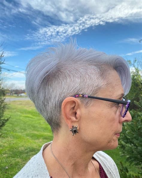 spiky pixie cuts for older ladies with glasses