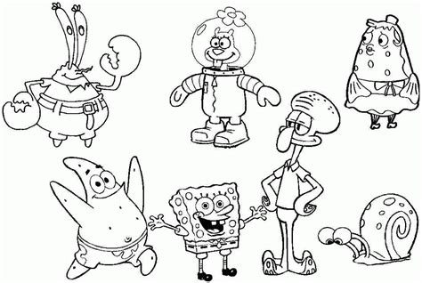 spongebob characters coloring pages
