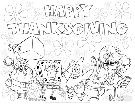 spongebob thanksgiving coloring pages