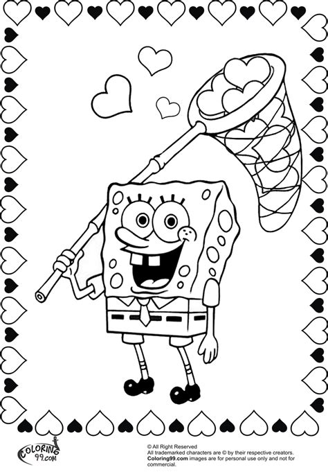 spongebob valentines day coloring pages