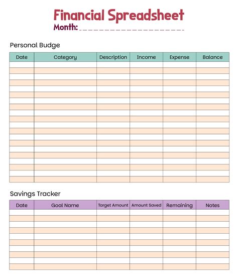 Spread Sheet Template