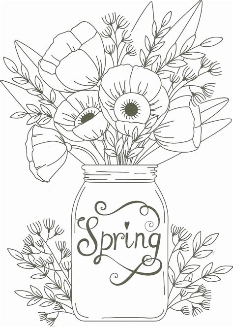 spring adult coloring page