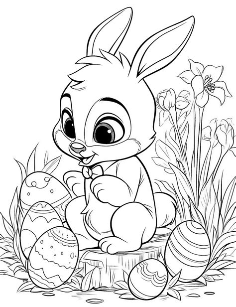 spring bunny coloring pages