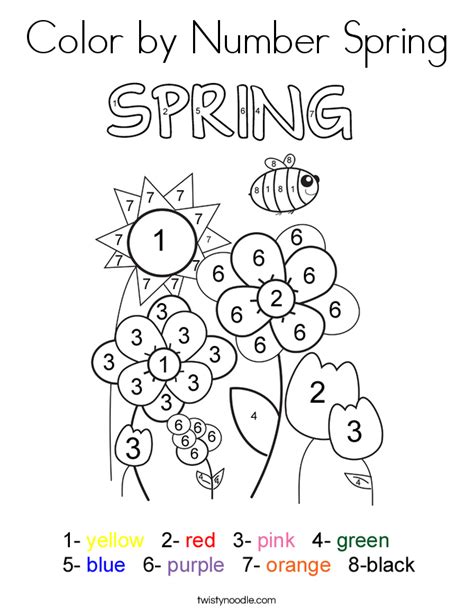 spring color by number coloring pages