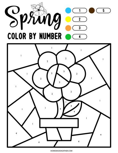 spring color by number pages