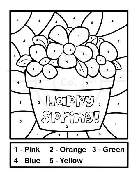 spring coloring pages by number