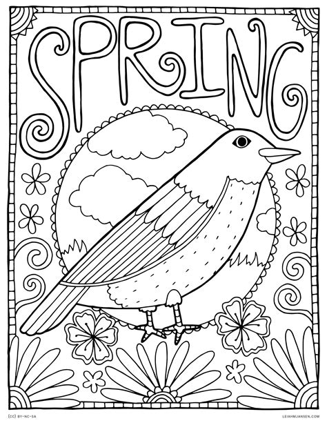 spring colouring pages for adults