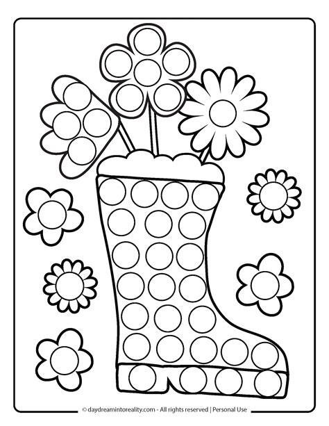 spring dot coloring pages