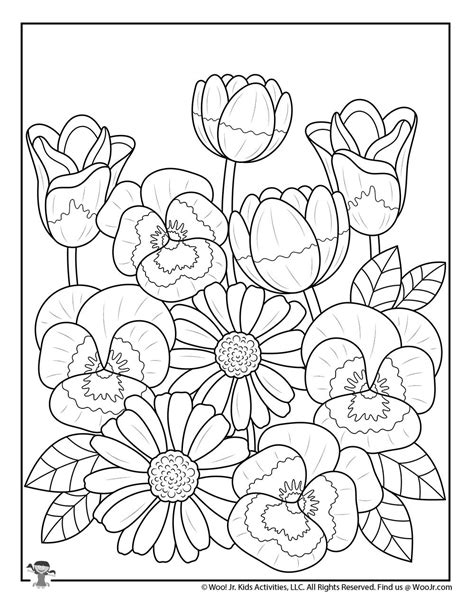 spring flower coloring pages for adults