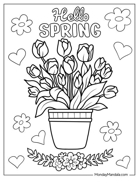 spring flowers coloring sheets