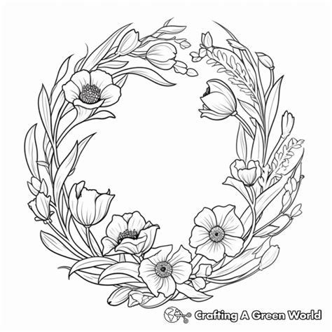 spring wreath coloring page