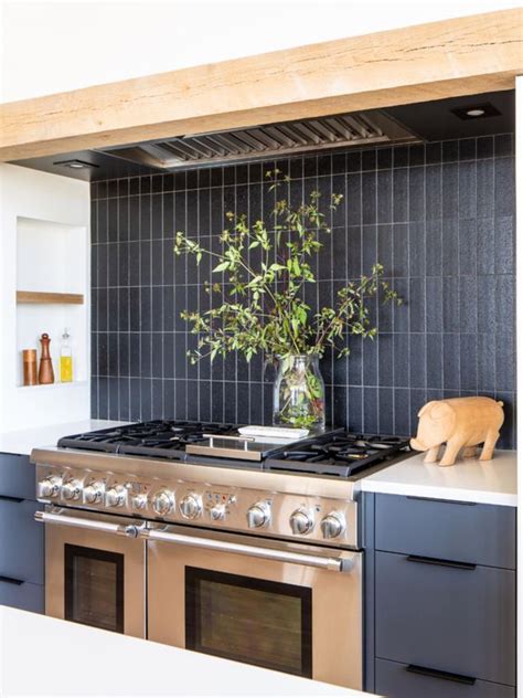 stacked tile backsplash