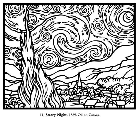 starry night coloring page