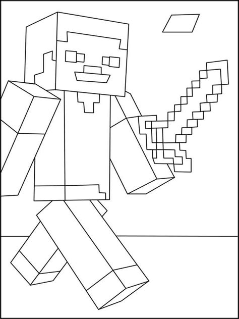steve minecraft colouring pages
