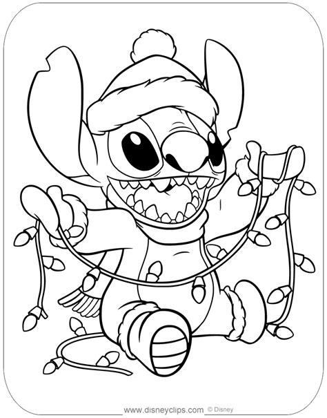 stitch coloring pages christmas
