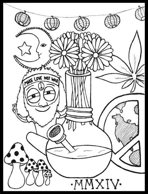 stoner hippie coloring pages