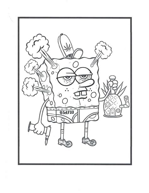 stoner spongebob coloring pages