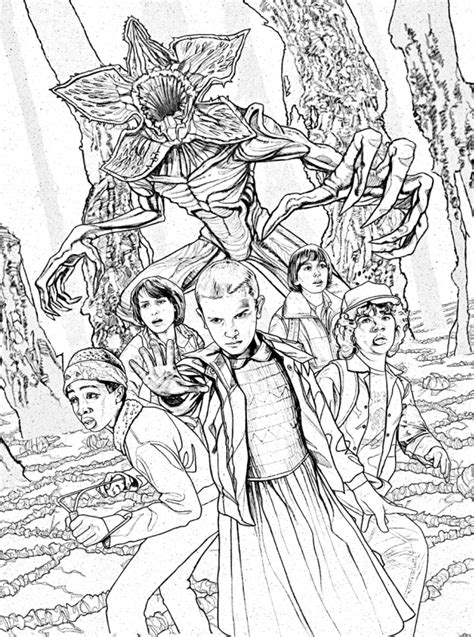 stranger things colouring pages