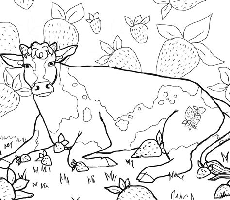 strawberry cow coloring pages