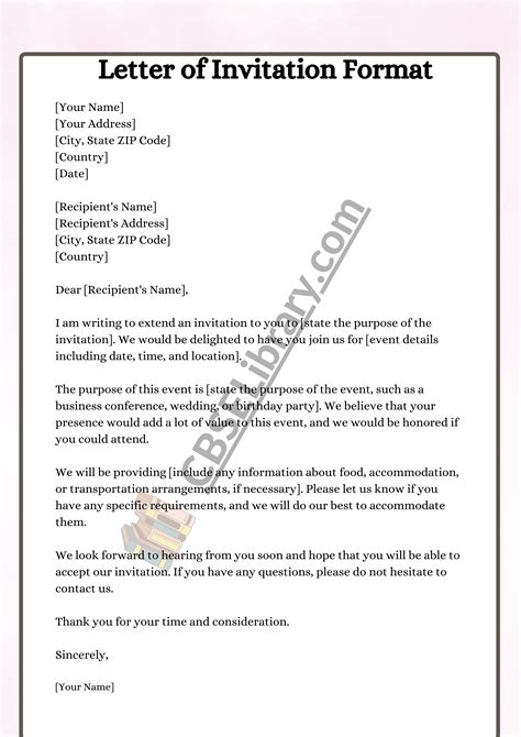 structure of university invitation letter
