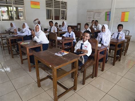 Students and teacher in Indonesia classroom