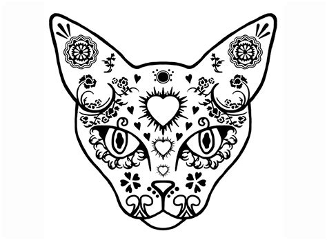 sugar skull cat coloring pages