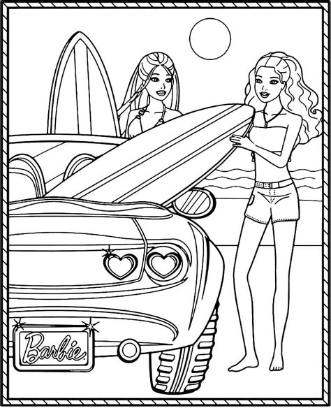 summer barbie coloring pages