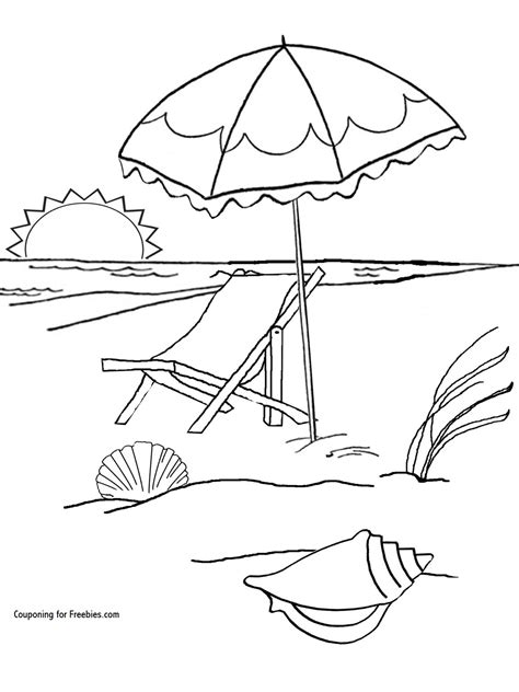 summer beach coloring pages