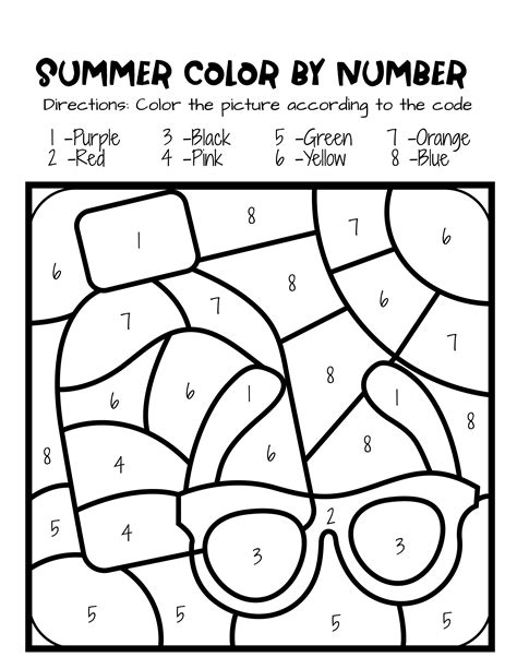 summer color by number coloring pages