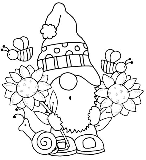 summer gnome coloring pages