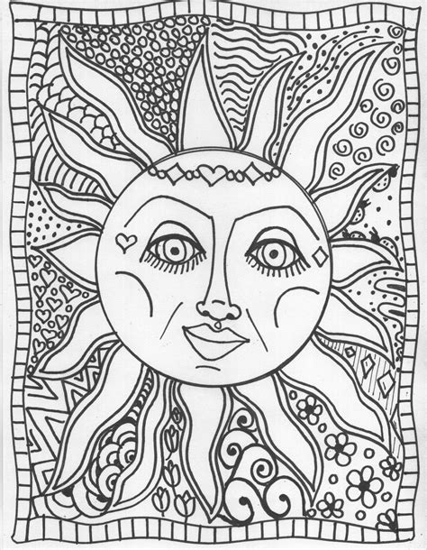 sun coloring page for adults
