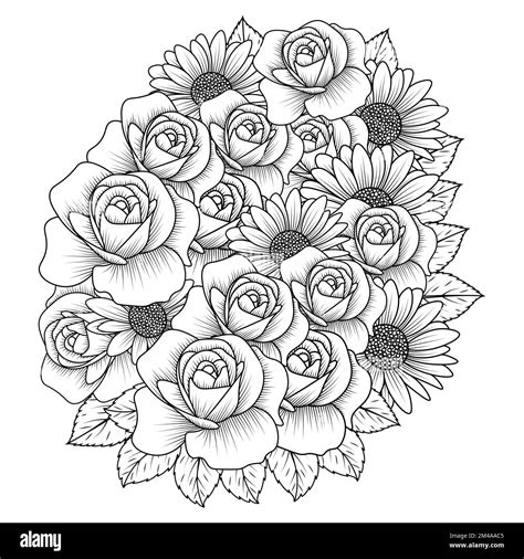 sunflower and roses coloring pages