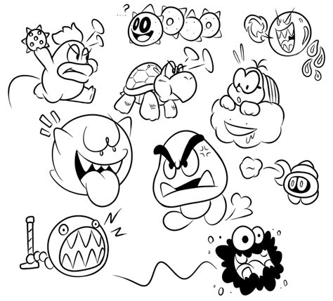 super mario enemies coloring pages