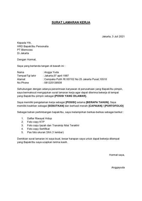 Surat Lamaran Kerja