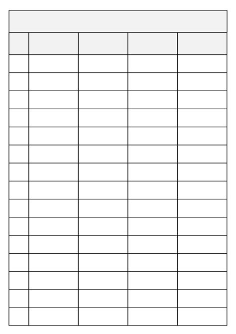 Table Blank Chart