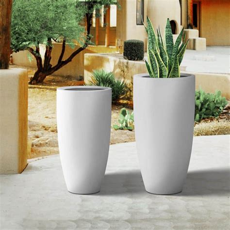 tall white plant pot