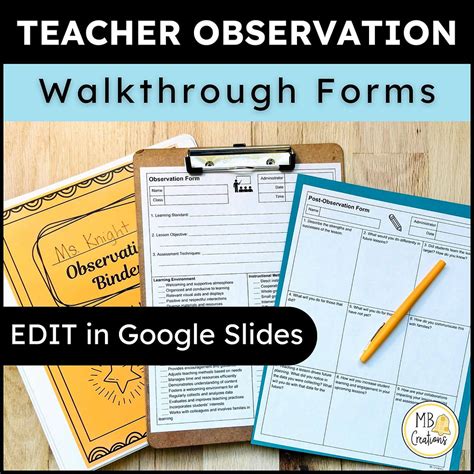 Teacher Walkthrough Observation Forms