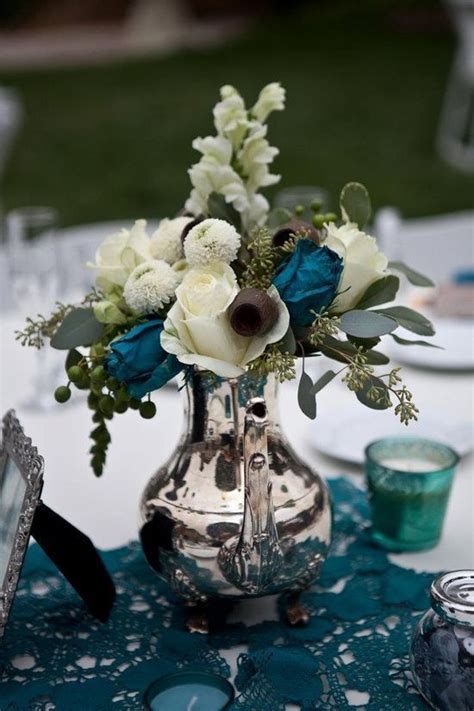 teal centerpieces