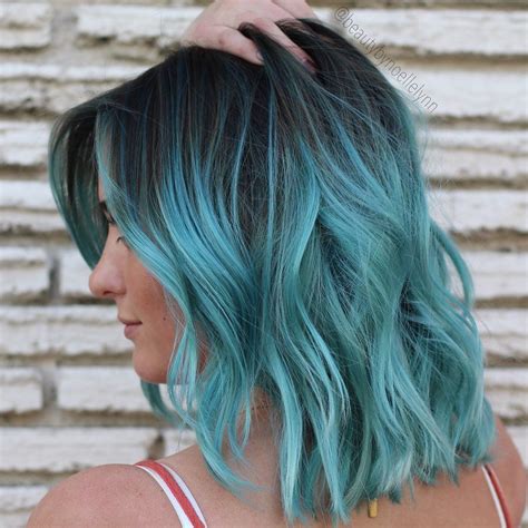 teal ombre short hair