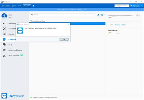 teamviewer timeout