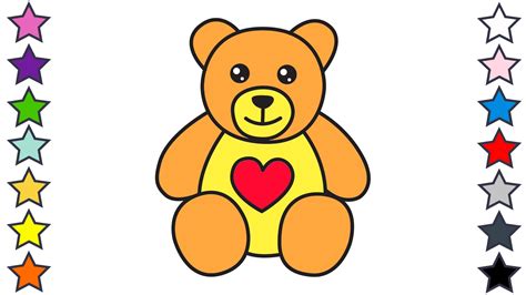 teddy bear drawing with colour easy