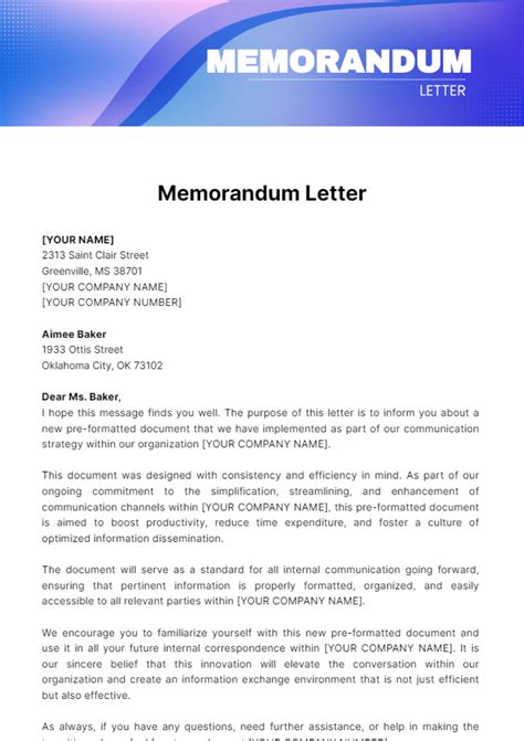 Template Of Memorandum