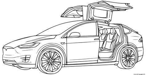 tesla model x coloring pages