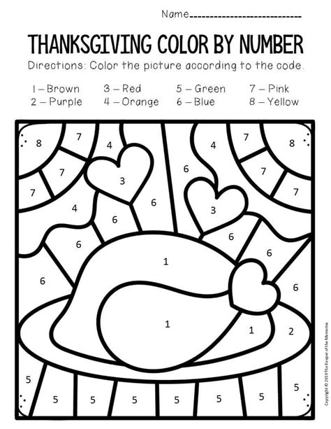 thanksgiving color by number preschool